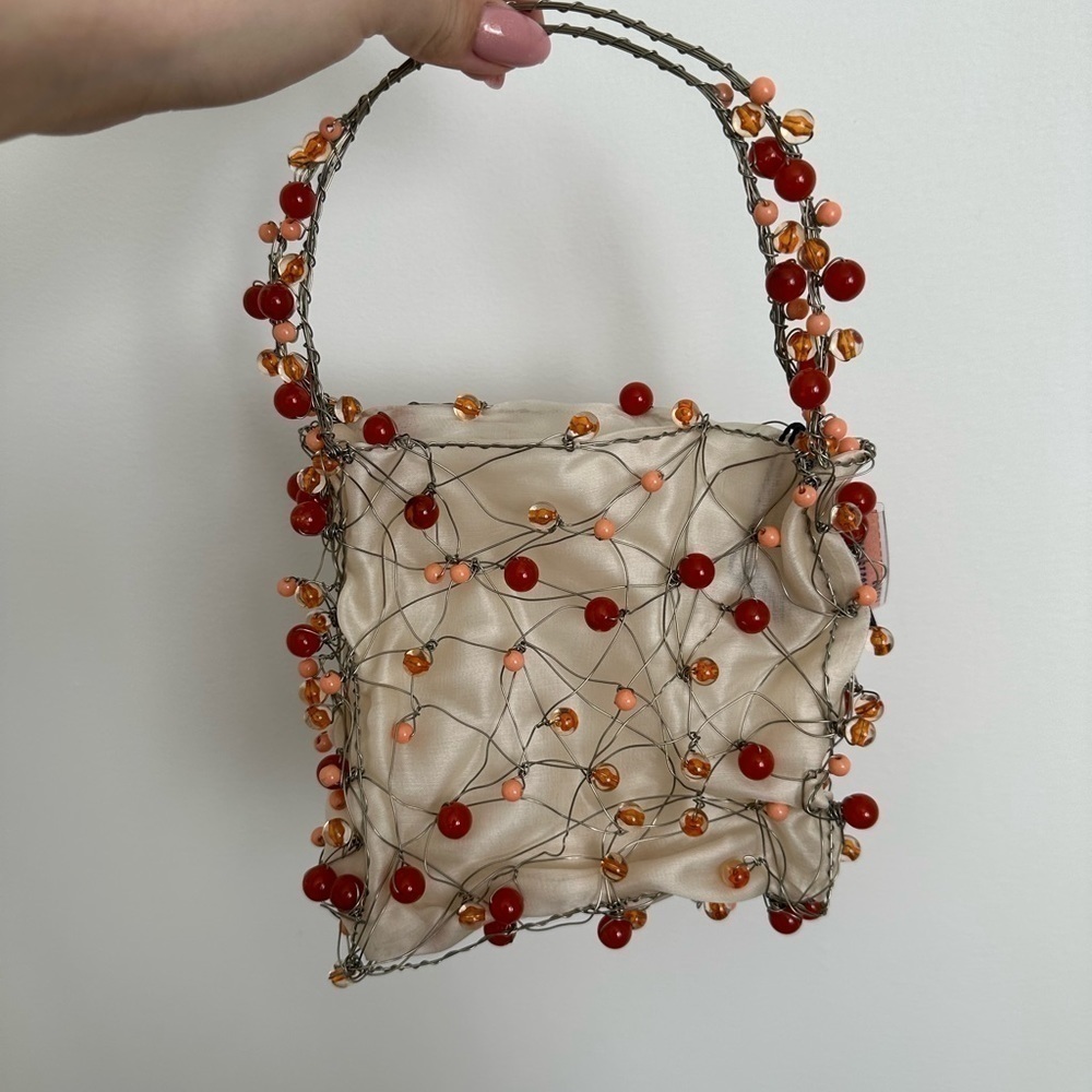 RARE Vintage Bottega Veneta Beaded Wire and Silk Handbag